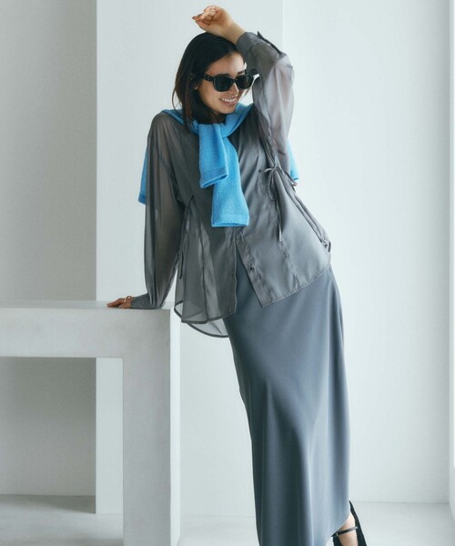 BIANCA(ビアンカ)の「【オンオフ着回し】シアーコードデザインブラウス(シャツ/ブラウス・レディース・ブラウン系その他/ピンク/チャコールグレー・38)」の5枚目の写真