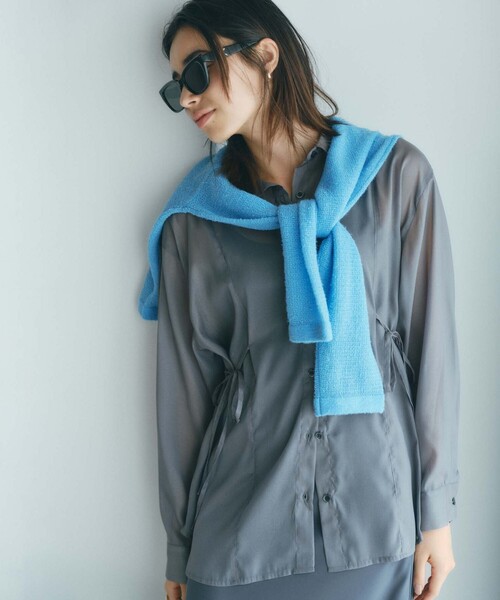 BIANCA(ビアンカ)の「【オンオフ着回し】シアーコードデザインブラウス(シャツ/ブラウス・レディース・ブラウン系その他/ピンク/チャコールグレー・38)」の6枚目の写真