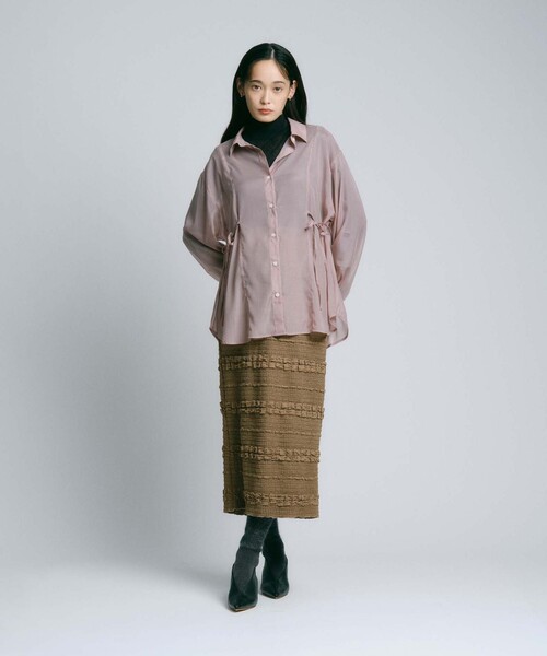 BIANCA(ビアンカ)の「【オンオフ着回し】シアーコードデザインブラウス(シャツ/ブラウス・レディース・ブラウン系その他/ピンク/チャコールグレー・38)」の7枚目の写真