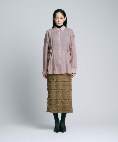 BIANCA(ビアンカ)の「【オンオフ着回し】シアーコードデザインブラウス(シャツ/ブラウス・レディース・ブラウン系その他/ピンク/チャコールグレー・38)」の9枚目の写真