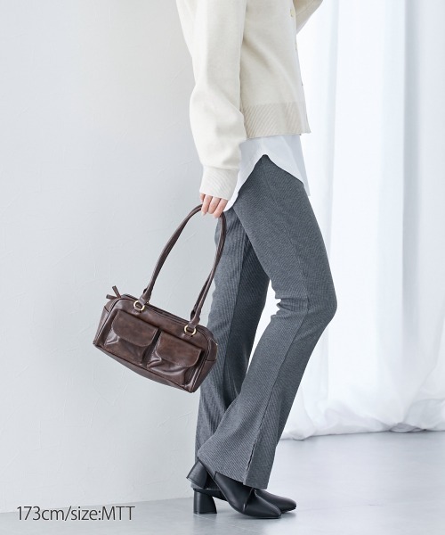 slattgir（スラットジール）の「高身長　リブフレアサイドスリットレギンス（トールサイズ）（レギンス/スパッツ・レディース・ブラック/チャコールグレー・TM/TL/TLL/T3L/T4L/T5L）」の3枚目の写真