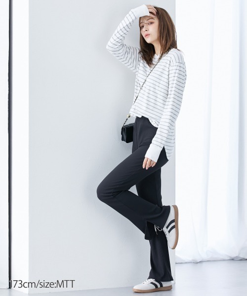 slattgir（スラットジール）の「高身長　リブフレアサイドスリットレギンス（トールサイズ）（レギンス/スパッツ・レディース・ブラック/チャコールグレー・TM/TL/TLL/T3L/T4L/T5L）」の12枚目の写真