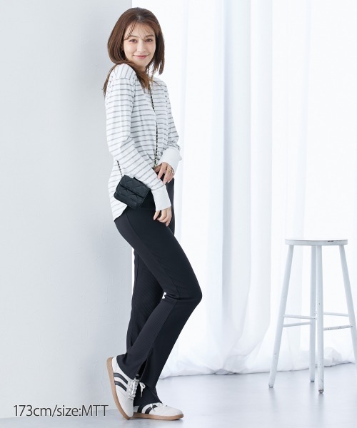 slattgir（スラットジール）の「高身長　リブフレアサイドスリットレギンス（トールサイズ）（レギンス/スパッツ・レディース・ブラック/チャコールグレー・TM/TL/TLL/T3L/T4L/T5L）」の13枚目の写真