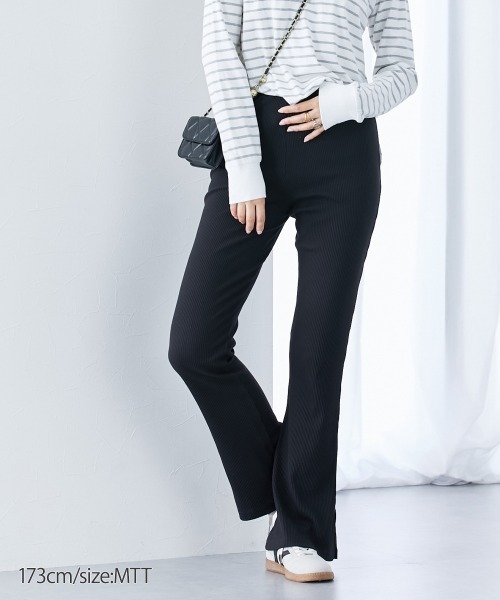 slattgir（スラットジール）の「高身長　リブフレアサイドスリットレギンス（トールサイズ）（レギンス/スパッツ・レディース・ブラック/チャコールグレー・TM/TL/TLL/T3L/T4L/T5L）」の15枚目の写真