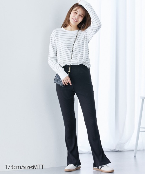 高身長 リブフレアサイドスリットレギンス（トールサイズ）（レギンス