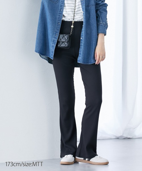 slattgir（スラットジール）の「高身長　リブフレアサイドスリットレギンス（トールサイズ）（レギンス/スパッツ・レディース・ブラック/チャコールグレー・TM/TL/TLL/T3L/T4L/T5L）」の17枚目の写真