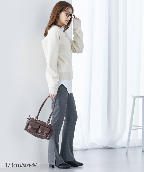 slattgir（スラットジール）の「高身長　リブフレアサイドスリットレギンス（トールサイズ）（レギンス/スパッツ・レディース・ブラック/チャコールグレー・TM/TL/TLL/T3L/T4L/T5L）」の5枚目の写真