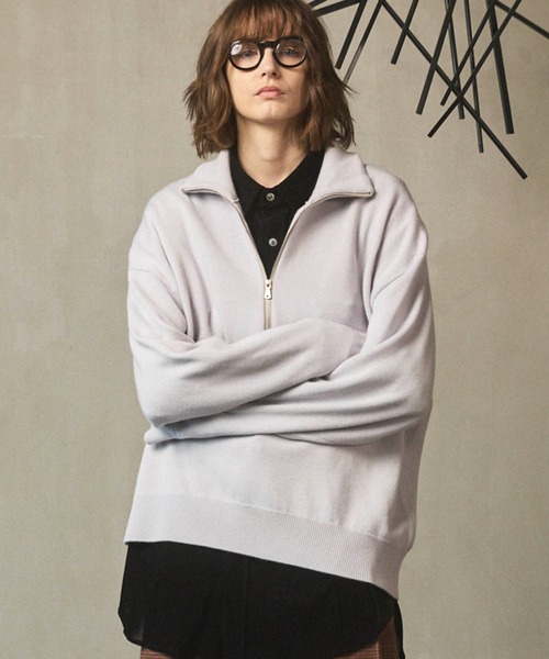 UNISEX Cashfeel Extra Fine Merino Wool Prime‑Over полу‑молния вязаный пуловер — MAISON SPECIAL