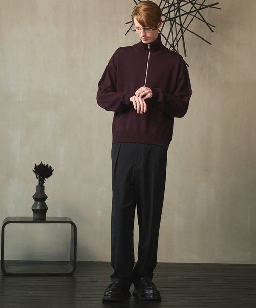 MAISON SPECIAL(メゾンスペシャル)の「《UNISEX》Cashfeel Extra Fine Merino Wool Prime-Over Half Zip Knit Pullover/キャッシュフィールエクストラファインメリノウールプライムオーバーハーフジップニットプルオーバー【MAISON SPECIAL/メゾンスペシャル】(ニット/セーター・メンズ・ピンク/バーガンディー/ブラック/グレイッシュベージュ・0/1/2)」の13枚目の写真