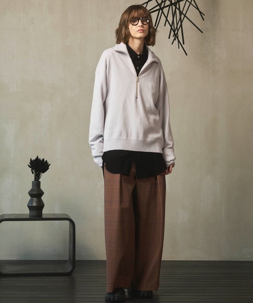 MAISON SPECIAL(メゾンスペシャル)の「《UNISEX》Cashfeel Extra Fine Merino Wool Prime-Over Half Zip Knit Pullover/キャッシュフィールエクストラファインメリノウールプライムオーバーハーフジップニットプルオーバー【MAISON SPECIAL/メゾンスペシャル】(ニット/セーター・メンズ・ピンク/バーガンディー/ブラック/グレイッシュベージュ・0/1/2)」の7枚目の写真
