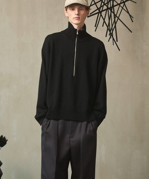 MAISON SPECIAL(メゾンスペシャル)の「《UNISEX》Cashfeel Extra Fine Merino Wool Prime-Over Half Zip Knit Pullover/キャッシュフィールエクストラファインメリノウールプライムオーバーハーフジップニットプルオーバー【MAISON SPECIAL/メゾンスペシャル】(ニット/セーター・メンズ・ピンク/バーガンディー/ブラック/グレイッシュベージュ・0/1/2)」の15枚目の写真