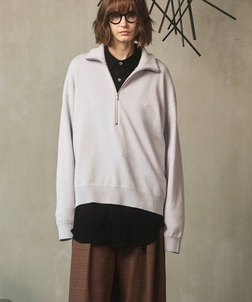 MAISON SPECIAL(メゾンスペシャル)の「《UNISEX》Cashfeel Extra Fine Merino Wool Prime-Over Half Zip Knit Pullover/キャッシュフィールエクストラファインメリノウールプライムオーバーハーフジップニットプルオーバー【MAISON SPECIAL/メゾンスペシャル】(ニット/セーター・メンズ・ピンク/バーガンディー/ブラック/グレイッシュベージュ・0/1/2)」の18枚目の写真
