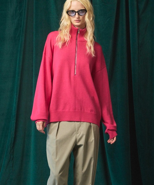 MAISON SPECIAL(メゾンスペシャル)の「《UNISEX》Cashfeel Extra Fine Merino Wool Prime-Over Half Zip Knit Pullover/キャッシュフィールエクストラファインメリノウールプライムオーバーハーフジップニットプルオーバー【MAISON SPECIAL/メゾンスペシャル】(ニット/セーター・メンズ・ピンク/バーガンディー/ブラック/グレイッシュベージュ・0/1/2)」の21枚目の写真