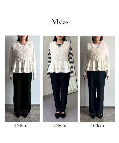 prose verse（プロズヴェール）の「レザーペプラムファーベスト（ベスト・レディース・ブラック/アイボリー・MEDIUM/LARGE）」の3枚目の写真