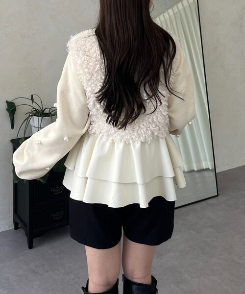 prose verse（プロズヴェール）の「レザーペプラムファーベスト（ベスト・レディース・ブラック/アイボリー・MEDIUM/LARGE）」の10枚目の写真