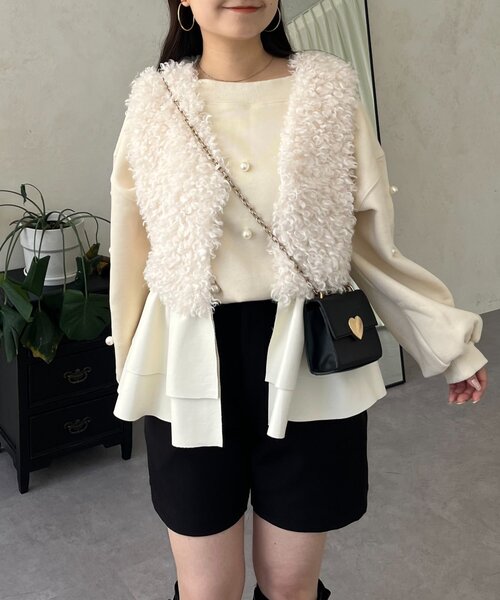 prose verse（プロズヴェール）の「レザーペプラムファーベスト（ベスト・レディース・ブラック/アイボリー・MEDIUM/LARGE）」の14枚目の写真