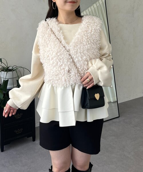 prose verse（プロズヴェール）の「レザーペプラムファーベスト（ベスト・レディース・ブラック/アイボリー・MEDIUM/LARGE）」の16枚目の写真