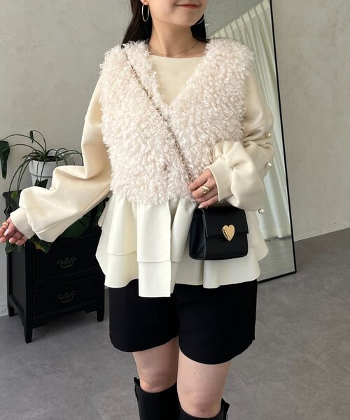 prose verse（プロズヴェール）の「レザーペプラムファーベスト（ベスト・レディース・ブラック/アイボリー・MEDIUM/LARGE）」の18枚目の写真