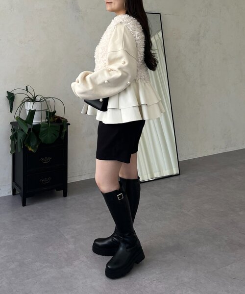 prose verse（プロズヴェール）の「レザーペプラムファーベスト（ベスト・レディース・ブラック/アイボリー・MEDIUM/LARGE）」の22枚目の写真