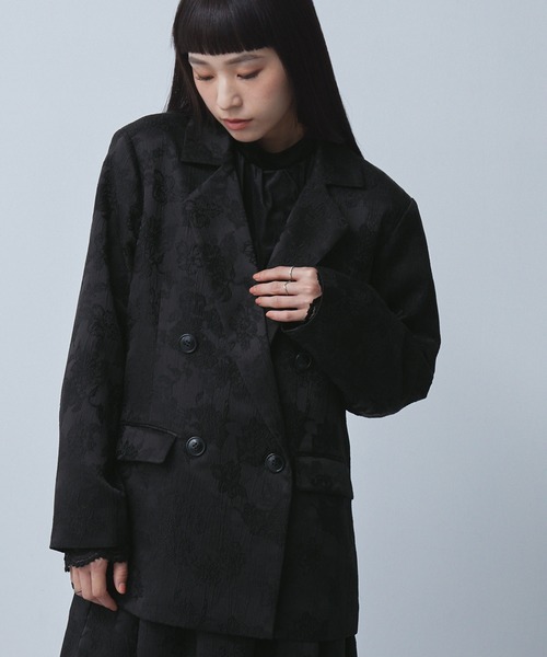 ELUNIS（エルニス）の「ジャカードダブルテーラードジャケット（テーラードジャケット・レディース・ブラック/グレー・FREE）」の9枚目の写真