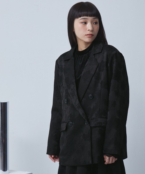 ELUNIS（エルニス）の「ジャカードダブルテーラードジャケット（テーラードジャケット・レディース・ブラック/グレー・FREE）」の10枚目の写真