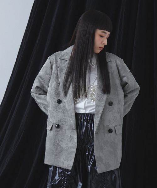 ELUNIS（エルニス）の「ジャカードダブルテーラードジャケット（テーラードジャケット・レディース・ブラック/グレー・FREE）」の15枚目の写真