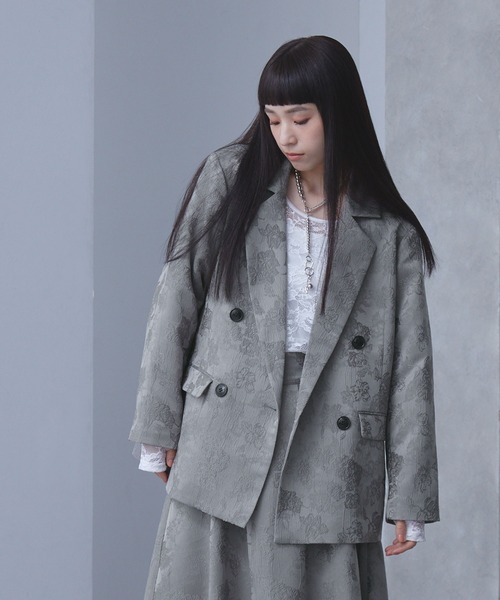 ELUNIS（エルニス）の「ジャカードダブルテーラードジャケット（テーラードジャケット・レディース・ブラック/グレー・FREE）」の17枚目の写真