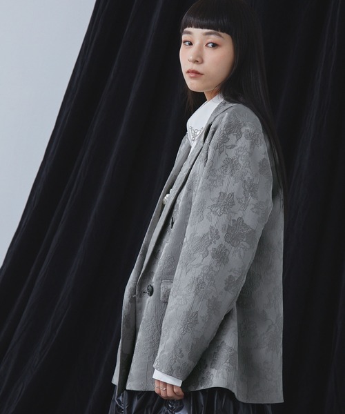 ELUNIS（エルニス）の「ジャカードダブルテーラードジャケット（テーラードジャケット・レディース・ブラック/グレー・FREE）」の18枚目の写真