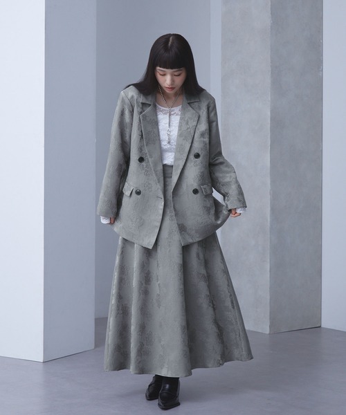 ELUNIS（エルニス）の「ジャカードダブルテーラードジャケット（テーラードジャケット・レディース・ブラック/グレー・FREE）」の19枚目の写真