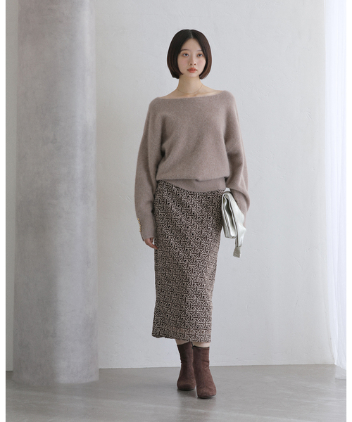 ジオメトリックレースタイトスカート