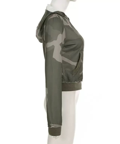 SPIGA(スピーガ)の「迷彩柄ジップアップフーディ(パーカー・レディース・カーキ・SMALL/MEDIUM/LARGE)」の5枚目の写真