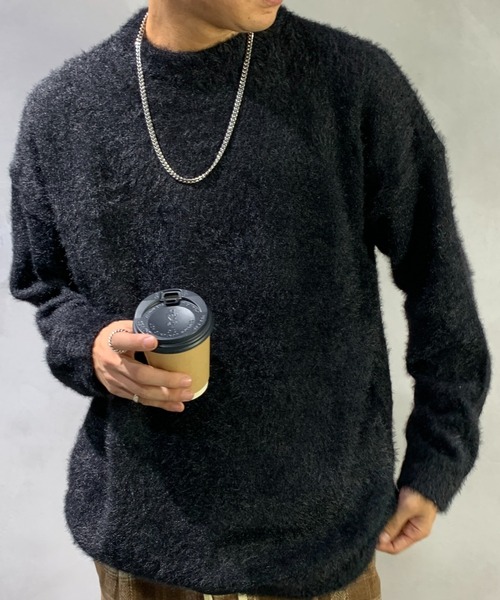 link lot(リンクロット)の「シャギービッグ無地ニット(ニット/セーター・メンズ・ホワイト/ダークグレー/ブラック・M/L)」の3枚目の写真