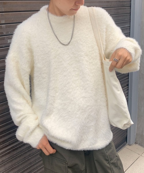 link lot(リンクロット)の「シャギービッグ無地ニット(ニット/セーター・メンズ・ホワイト/ダークグレー/ブラック・M/L)」の18枚目の写真