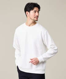 ABAHOUSE GRAY | 【ソフトタッチ】フクレジャガード 千鳥柄 長袖Tシャツ(Tシャツ/カットソー)