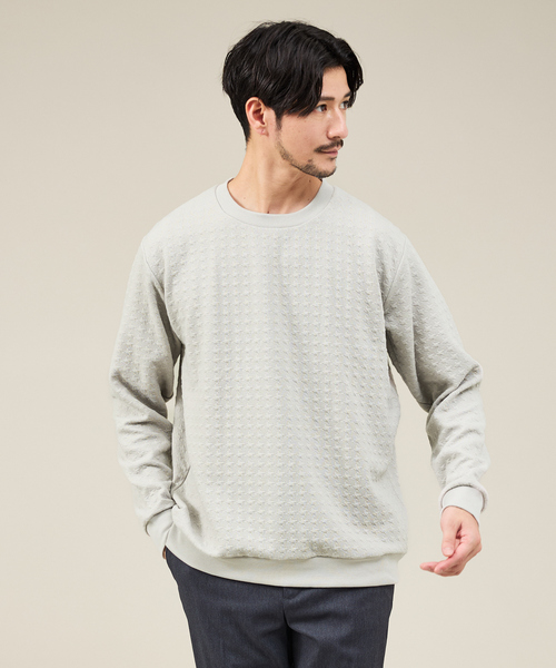 ソフトタッチ】フクレジャガード 千鳥柄 長袖Tシャツ（Tシャツ