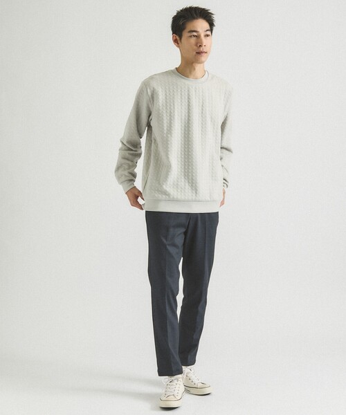 ABAHOUSE GRAY（アバハウスグレイ）の「【ソフトタッチ】フクレジャガード 千鳥柄 長袖Tシャツ（Tシャツ/カットソー・メンズ・モカ/ホワイト/ブラック/グレイッシュベージュ・46/48）」の5枚目の写真