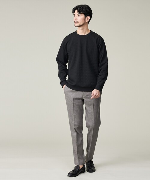 ABAHOUSE GRAY（アバハウスグレイ）の「【ソフトタッチ】フクレジャガード 千鳥柄 長袖Tシャツ（Tシャツ/カットソー・メンズ・モカ/ホワイト/ブラック/グレイッシュベージュ・46/48）」の11枚目の写真