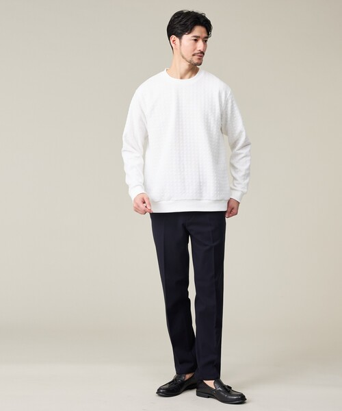 ABAHOUSE GRAY（アバハウスグレイ）の「【ソフトタッチ】フクレジャガード 千鳥柄 長袖Tシャツ（Tシャツ/カットソー・メンズ・モカ/ホワイト/ブラック/グレイッシュベージュ・46/48）」の14枚目の写真