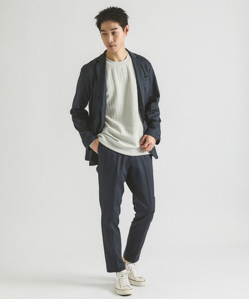 ABAHOUSE GRAY（アバハウスグレイ）の「【ソフトタッチ】フクレジャガード 千鳥柄 長袖Tシャツ（Tシャツ/カットソー・メンズ・モカ/ホワイト/ブラック/グレイッシュベージュ・46/48）」の21枚目の写真