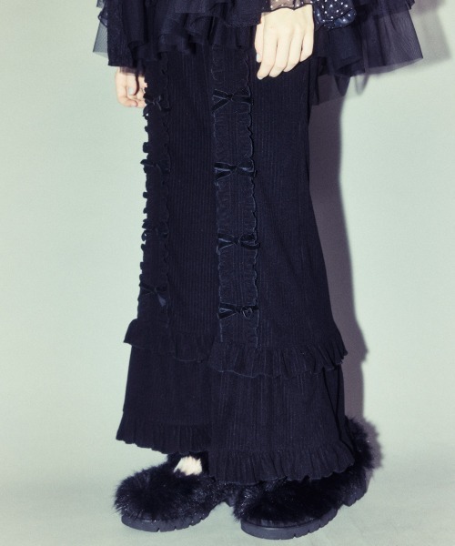 Candy Stripper（キャンディストリッパー）の「DECORATE RIBBON FLARE パンツ（その他パンツ・レディース・ブラック/アイボリー/ラベンダー/ピンク・FREE）」の3枚目の写真