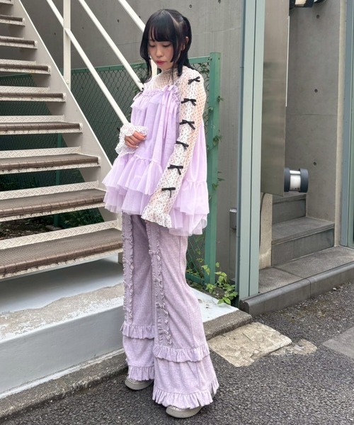 Candy Stripper（キャンディストリッパー）の「DECORATE RIBBON FLARE パンツ（その他パンツ・レディース・ブラック/アイボリー/ラベンダー/ピンク・FREE）」の11枚目の写真