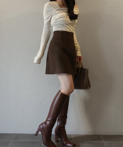junoah(ジュノア)の「ウールライクミニスカパン(裏地無し)(スカート・レディース・チャコール/ブラウン/ブラック・SMALL/MEDIUM/LARGE)」の15枚目の写真
