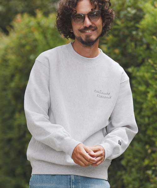1minute 1second（ワンミニットワンセカンド）の「msw1781-12oz heavy weight sweatshirt with cursive embroidery トレーナー(1M25F260)（スウェット・メンズ・ネイビー/アッシュ/ブラック・XL/L/M/S）」の3枚目の写真