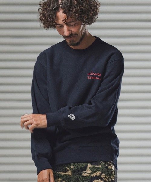 1minute 1second（ワンミニットワンセカンド）の「msw1781-12oz heavy weight sweatshirt with cursive embroidery トレーナー(1M25F260)（スウェット・メンズ・ネイビー/アッシュ/ブラック・XL/L/M/S）」の19枚目の写真