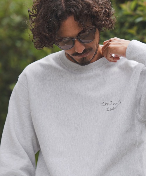 1minute 1second（ワンミニットワンセカンド）の「msw1781-12oz heavy weight sweatshirt with cursive embroidery トレーナー(1M25F260)（スウェット・メンズ・ネイビー/アッシュ/ブラック・XL/L/M/S）」の13枚目の写真