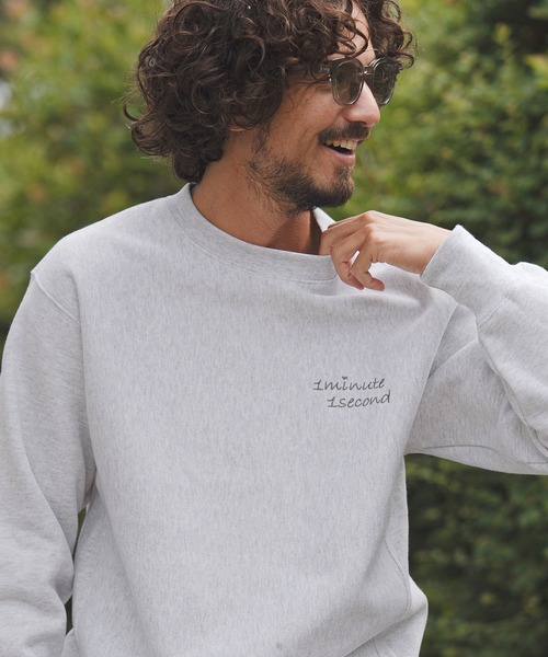 1minute 1second（ワンミニットワンセカンド）の「msw1781-12oz heavy weight sweatshirt with cursive embroidery トレーナー(1M25F260)（スウェット・メンズ・ネイビー/アッシュ/ブラック・XL/L/M/S）」の12枚目の写真