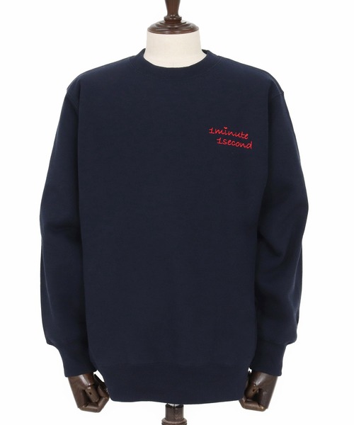 1minute 1second（ワンミニットワンセカンド）の「msw1781-12oz heavy weight sweatshirt with cursive embroidery トレーナー(1M25F260)（スウェット・メンズ・ネイビー/アッシュ/ブラック・XL/L/M/S）」の5枚目の写真