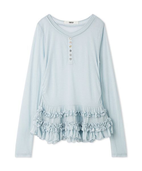 FURFUR（ファーファー）の「裾フリルジャージートップス（Tシャツ/カットソー・レディース・その他/グレー/ホワイト/ライトブルー・F）」の3枚目の写真