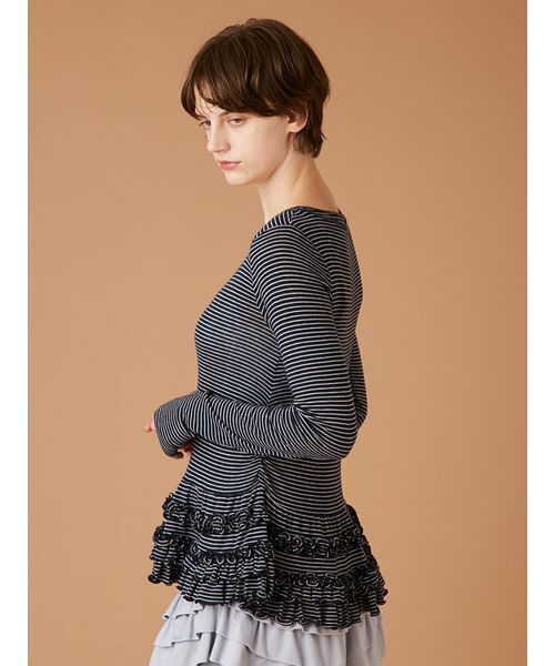 FURFUR（ファーファー）の「裾フリルジャージートップス（Tシャツ/カットソー・レディース・その他/グレー/ホワイト/ライトブルー・F）」の11枚目の写真