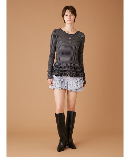 FURFUR（ファーファー）の「裾フリルジャージートップス（Tシャツ/カットソー・レディース・その他/グレー/ホワイト/ライトブルー・F）」の14枚目の写真